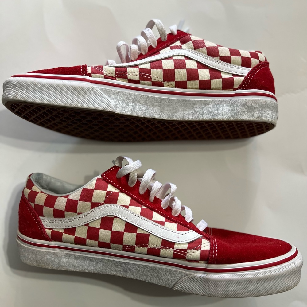 Vans Men Red & White Checkered 9.5 (Size 11 in Women)